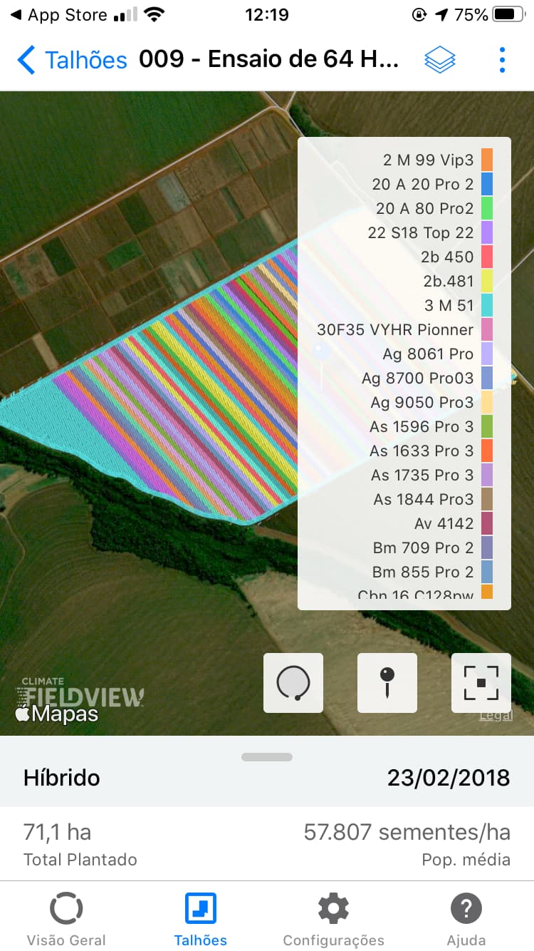 Ensaio testou 64 híbridos diferentes no mesmo talhão - só foi possível com o apoio do FieldViewTM