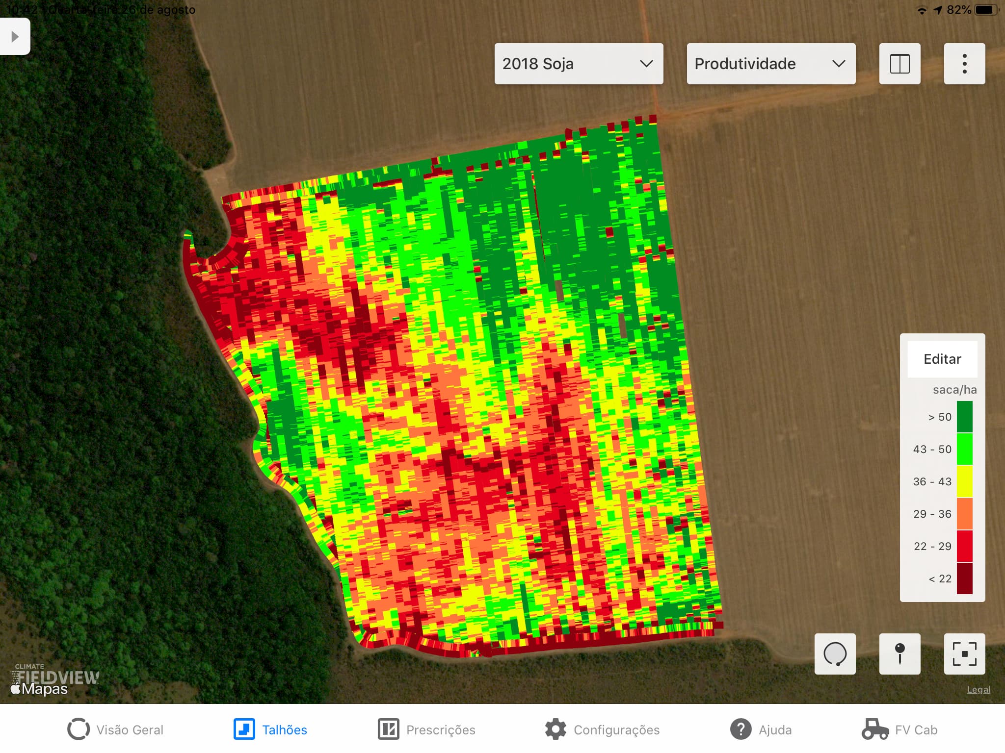 Mapa de produtividade na lavoutra de soja