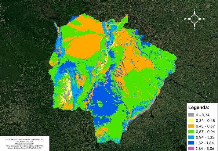 Mapas detalhados do estado do Mato Grosso do Sulorientam atividades agropecuárias