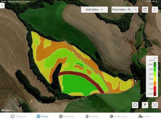 Mapa de Prescrições - produtor Ricardo Vigano