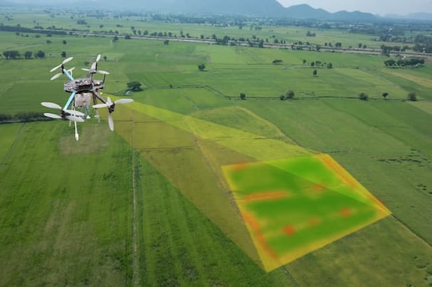 O drone pode ser usado para demarcar áreas na lavoura