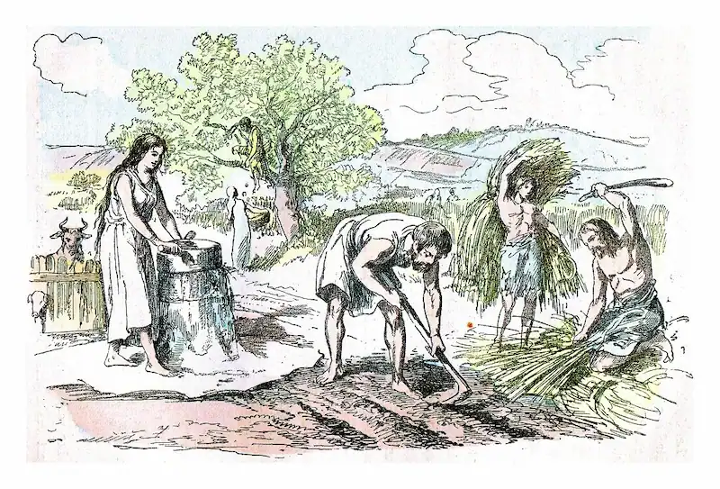 Ilustração de agricultura na idade do ferro