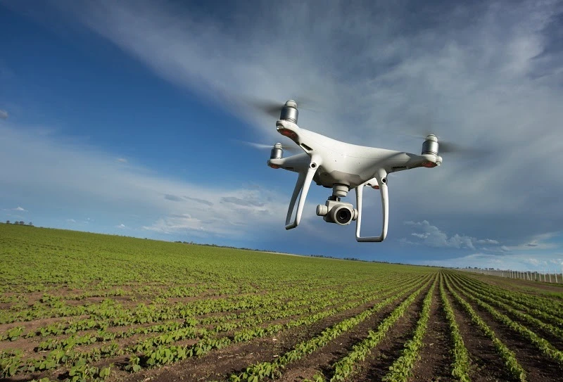 Revolução agrícola com drone monitorando a soja